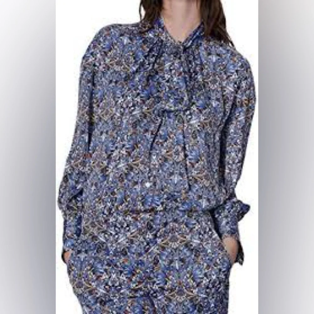 Zara TIED FLORAL BLOUSE - Picture 7 of 12
